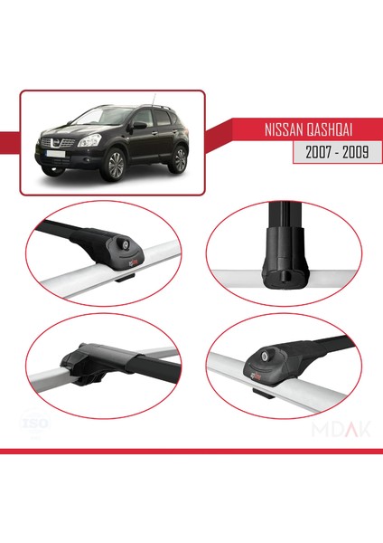 Nissan Qashqai (J10) Pre-Facelift 2007-2009 Arası ile Uyumlu Ace-1 Ara Atkı Tavan Barı Siyah 3 Adet fırsatları