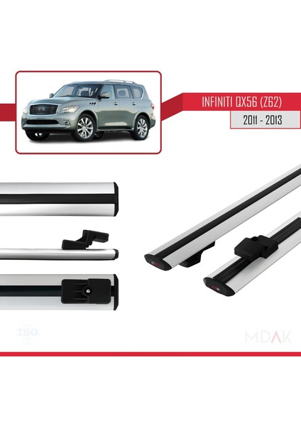 Iınfiniti QX56 (Z62) 2011-2013 Arası ile Uyumlu Basıc Model Ara Atkı Tavan Barı Gri 2 Adet modelleri