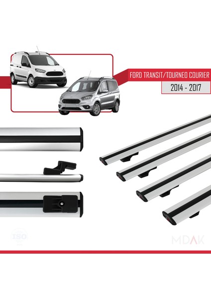 Ford Transit/tourneo Courier Pre-Facelift 2014-2017 Arası ile Uyumlu Basıc Model Ara Atkı Tavan Barı Gri 4 Adet modelleri