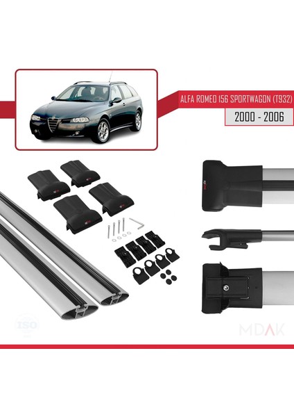 Alfa Romeo 156 (T932) Sw 2000-2006 Arası ile Uyumlu Fly Model Ara Atkı Tavan Barı Gri 2 Adet fırsatları