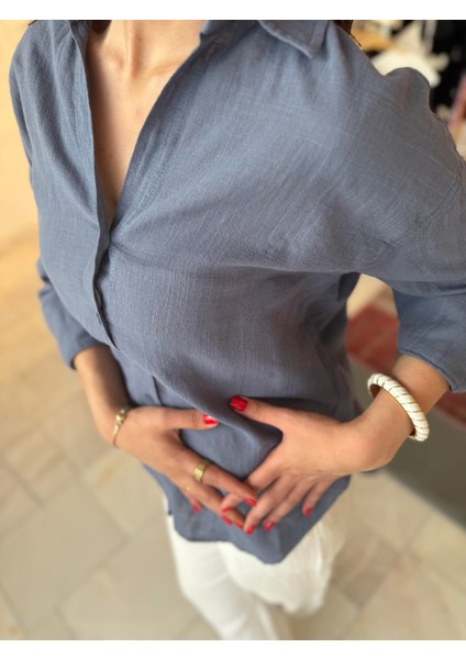 Indigo Keten Gömlek modelleri