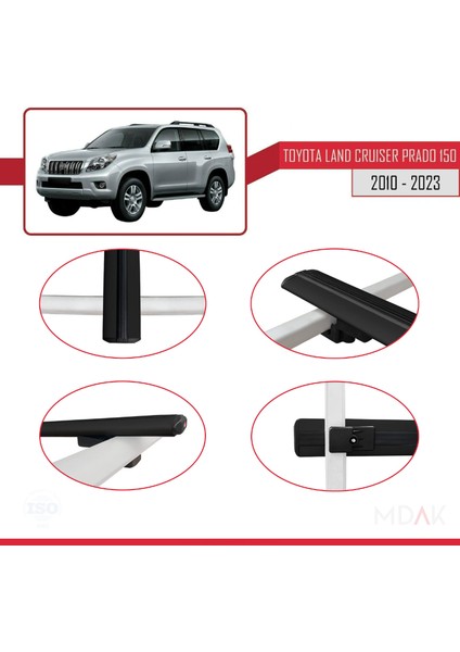 Toyota Land Cruiser Prado (J150) 2010-2023 Arası ile Uyumlu Basıc Model Ara Atkı Tavan Barı Siyah 2 Adet fırsatları