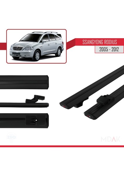Ssangyong Rodius 2005-2012 Arası ile Uyumlu Basıc Model Ara Atkı Tavan Barı Siyah 2 Adet modelleri