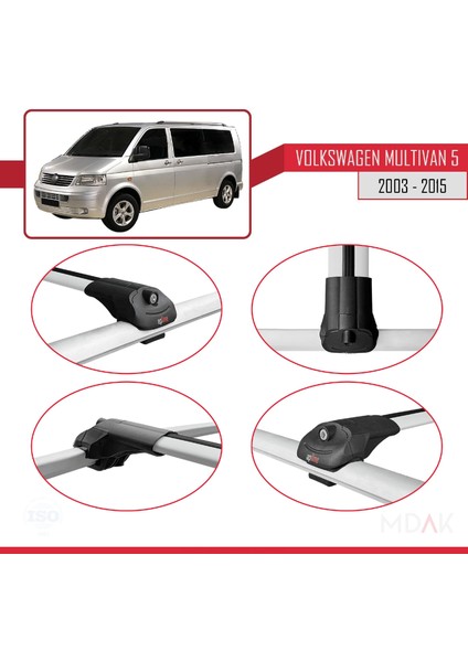 Volkswagen T5 Multivan 2003-2015 Arası ile Uyumlu Ace-1 Ara Atkı Tavan Barı Gri 2 Adet fırsatları