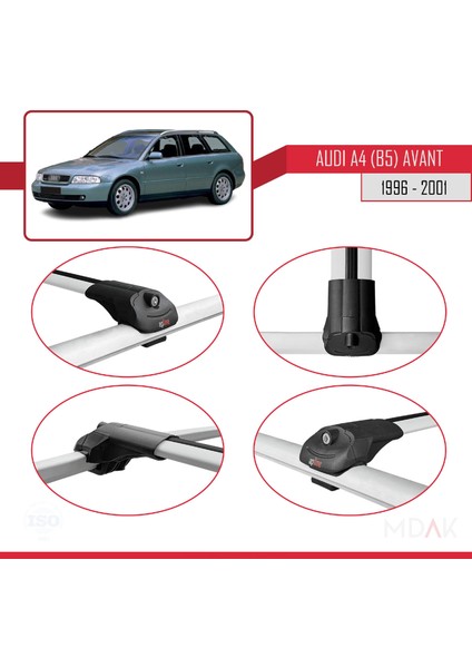 A4 (B5) Avant 1996-2001 Arası ile Uyumlu Ace-1 Ara Atkı Tavan Barı Gri 3 Adet fırsatları