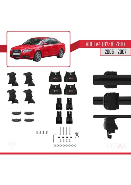 A4 (B7) 2005-2007 Arası ile Uyumlu Ace-4 Ara Atkı Tavan Barı Siyah 2 Adet indirimleri