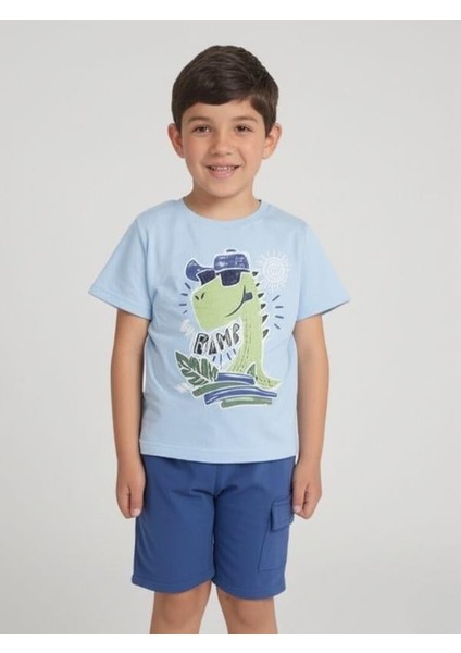 Erkek Çocuk Pamuklu Dinozor Baskılı Şortlu Takım fiyatları