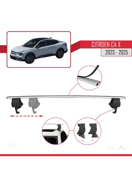 Citroen C4X 2023 ve Sonrası ile Uyumlu Ace-4 Ara Atkı Tavan Barı Gri 2 Adet modelleri