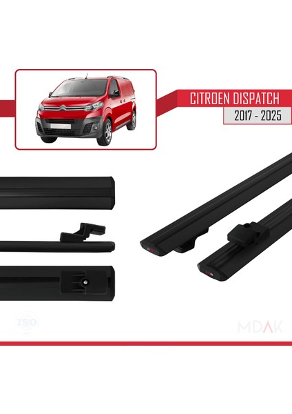 Citroen Dispatch (K0) 2017 ve Sonrası ile Uyumlu Basıc Model Ara Atkı Tavan Barı Siyah 2 Adet modelleri