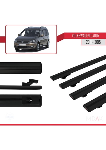 Volkswagen Caddy 3 (2k) 2011-2015 Arası ile Uyumlu Basıc Model Ara Atkı Tavan Barı Siyah 4 Adet modelleri