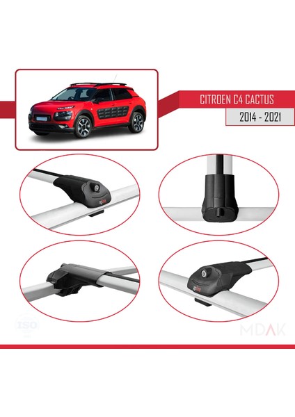 Citroen C4 Cactus 2014-2021 Arası ile Uyumlu Ace-1 Ara Atkı Tavan Barı Gri 2 Adet fırsatları