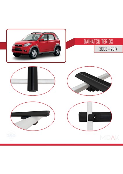 Daihatsu Terios 2 (J200) 2006-2017 Arası ile Uyumlu Basıc Model Ara Atkı Tavan Barı Siyah 2 Adet fırsatları