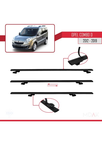 Opel Combo D 2012-2018 Arası ile Uyumlu Basıc Model Ara Atkı Tavan Barı Siyah 4 Adet fırsatları