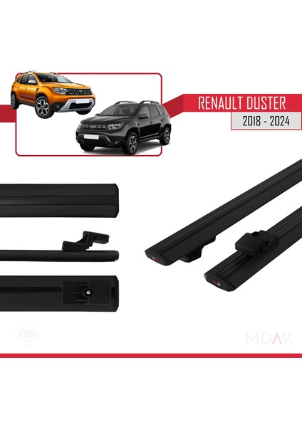 Renault Duster 2 (Hm) 2018 ve Sonrası ile Uyumlu Basıc Model Ara Atkı Tavan Barı Siyah 2 Adet modelleri