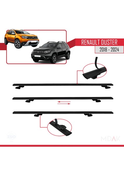 Renault Duster 2 (Hm) 2018 ve Sonrası ile Uyumlu Basıc Model Ara Atkı Tavan Barı Siyah 2 Adet indirimleri
