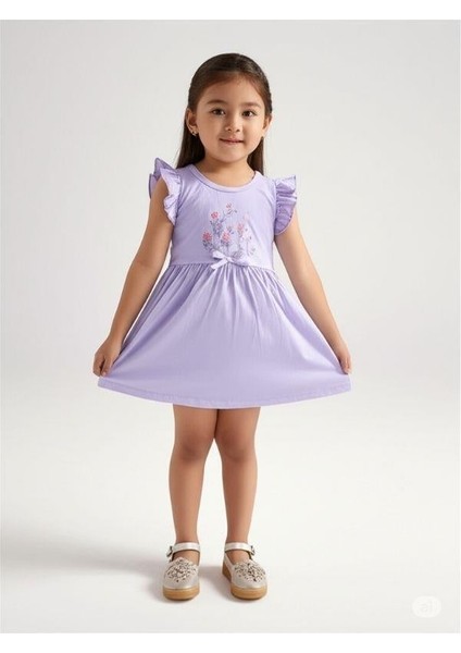 Kız Çocuk Pamuklu Çiçekli Elbise