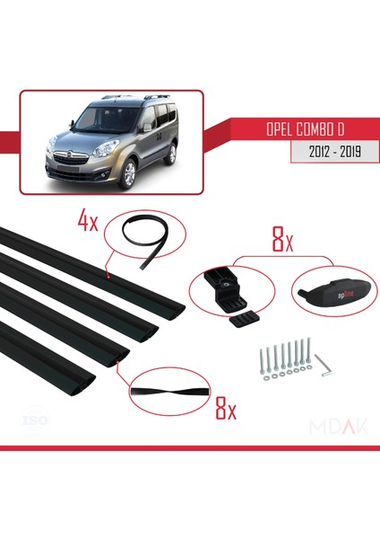 Opel Combo D 2012-2018 Arası ile Uyumlu Basıc Model Ara Atkı Tavan Barı Siyah 4 Adet indirimleri