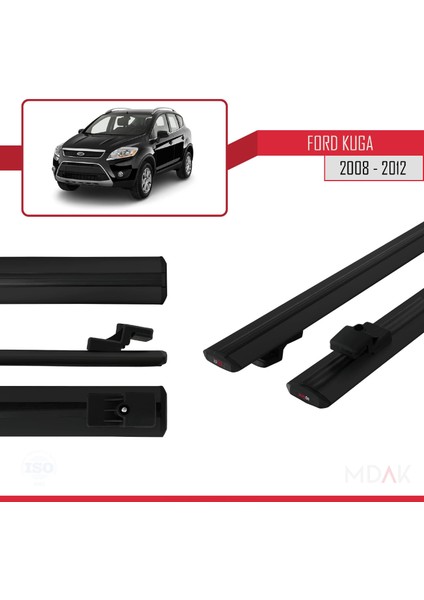 Ford Kuga (C394) 2008-2012 Arası ile Uyumlu Basıc Model Ara Atkı Tavan Barı Siyah 2 Adet modelleri