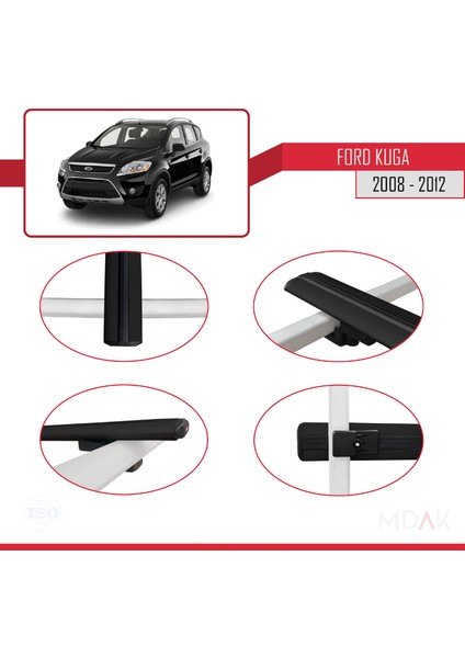 Ford Kuga (C394) 2008-2012 Arası ile Uyumlu Basıc Model Ara Atkı Tavan Barı Siyah 2 Adet fırsatları