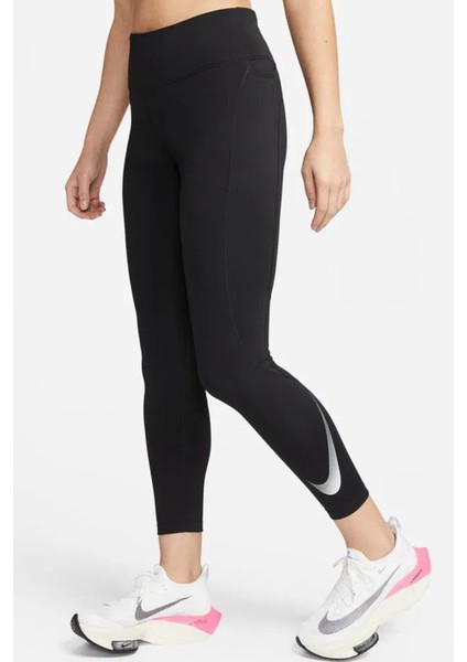 Dri Fit Fast Mid Rise 7/8 Running 3 Cepli Kadın Tayt Siyah