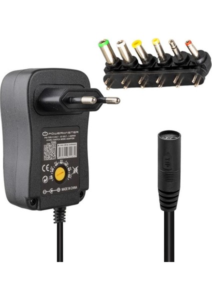 Powermaster PM-7215 3 Volt - 12 Volt - 1 Amper - 30 Watt Çok Uçlu Ayarlı Switch Mode Adaptör