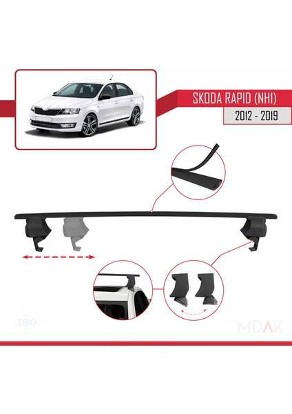 Skoda Rapid (Nh1) 2012-2019 Arası ile Uyumlu Ace-4 Ara Atkı Tavan Barı Siyah 2 Adet modelleri