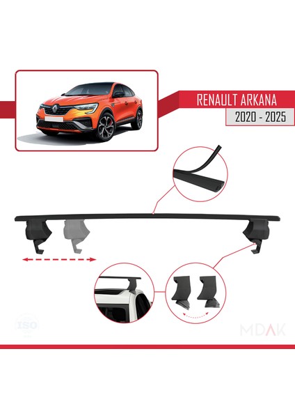 Renault Arkana 2020 ve Sonrası ile Uyumlu Ace-4 Ara Atkı Tavan Barı Siyah 2 Adet modelleri