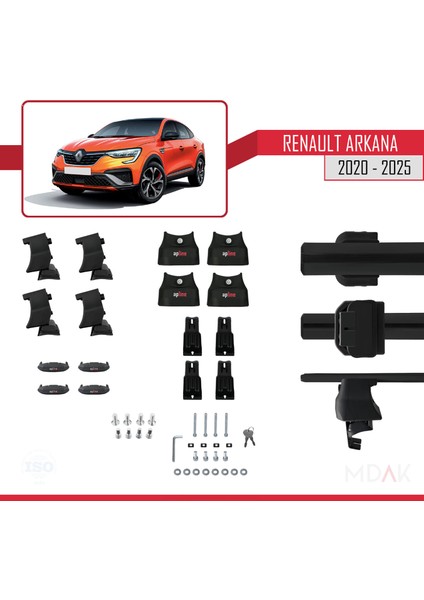 Renault Arkana 2020 ve Sonrası ile Uyumlu Ace-4 Ara Atkı Tavan Barı Siyah 2 Adet indirimleri