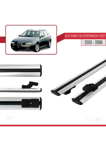Alfa Romeo 156 (T932) Sw 2000-2006 Arası ile Uyumlu Basıc Model Ara Atkı Tavan Barı Gri 2 Adet modelleri