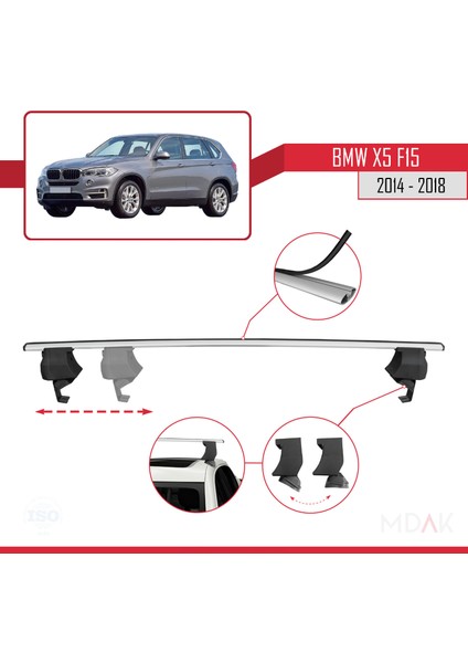 Bmw X5 (F15) 2014-2018 Arası ile Uyumlu Ace-4 Ara Atkı Tavan Barı Gri 2 Adet modelleri