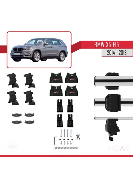 Bmw X5 (F15) 2014-2018 Arası ile Uyumlu Ace-4 Ara Atkı Tavan Barı Gri 2 Adet indirimleri