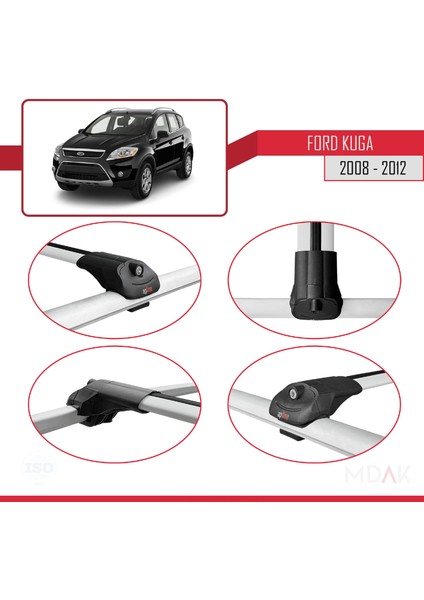 Ford Kuga (C394) 2008-2012 Arası ile Uyumlu Ace-1 Ara Atkı Tavan Barı Gri 3 Adet fırsatları