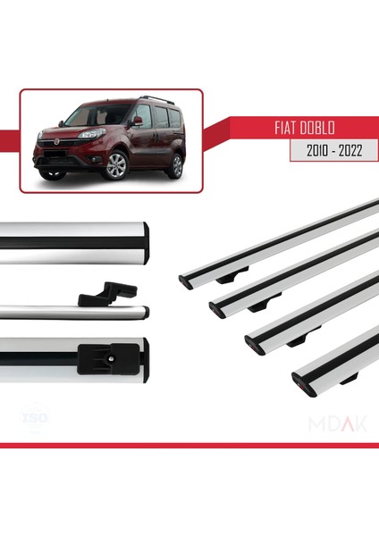 Fiat Doblo 2 2010-2022 Arası ile Uyumlu Basıc Model Ara Atkı Tavan Barı Gri 4 Adet modelleri