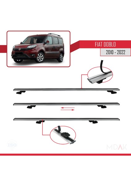 Fiat Doblo 2 2010-2022 Arası ile Uyumlu Basıc Model Ara Atkı Tavan Barı Gri 4 Adet fırsatları