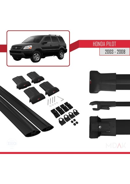 Honda Pilot 2003-2008 Arası ile Uyumlu Fly Model Ara Atkı Tavan Barı Siyah 2 Adet indirimleri