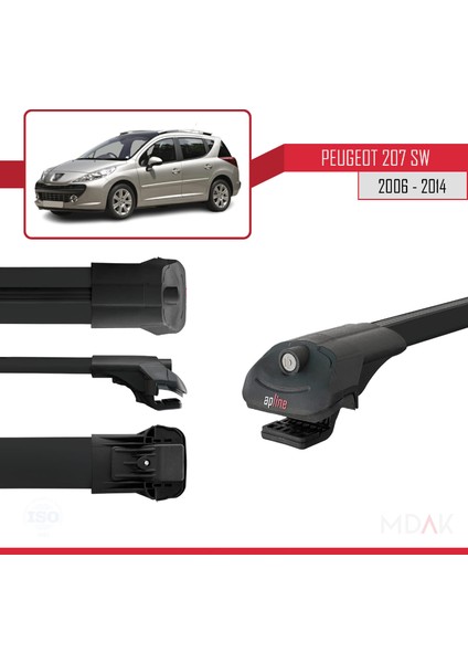 Peugeot 207 Sw 2006-2014 Arası ile Uyumlu Ace-1 Ara Atkı Tavan Barı Siyah 2 Adet modelleri