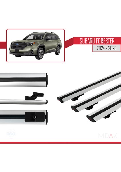 Subaru Forester (Ayrık) 2024-2025 Arası ile Uyumlu Basıc Model Ara Atkı Tavan Barı Gri 3 Adet modelleri