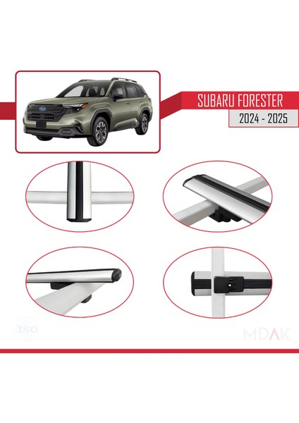 Subaru Forester (Ayrık) 2024-2025 Arası ile Uyumlu Basıc Model Ara Atkı Tavan Barı Gri 3 Adet fırsatları