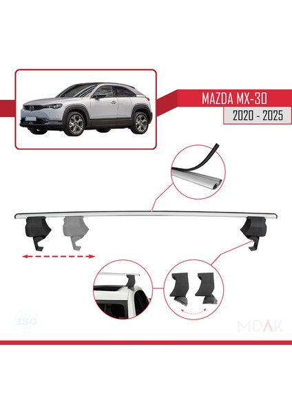 Mazda Mx-30 (Dr) 2020 ve Sonrası ile Uyumlu Ace-4 Ara Atkı Tavan Barı Gri 2 Adet modelleri