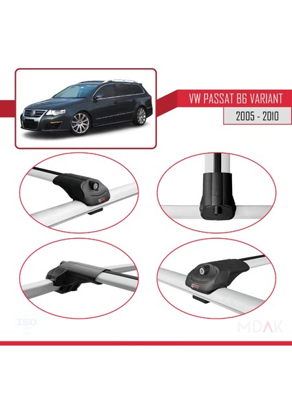 Volkswagen Passat B6 (3c) Variant 2005-2010 Arası ile Uyumlu Ace-1 Ara Atkı Tavan Barı Gri 2 Adet fırsatları