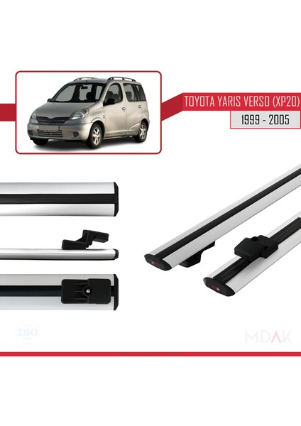 Toyota Yaris Verso (XP20) 1999-2005 Arası ile Uyumlu Basıc Model Ara Atkı Tavan Barı Gri 2 Adet modelleri