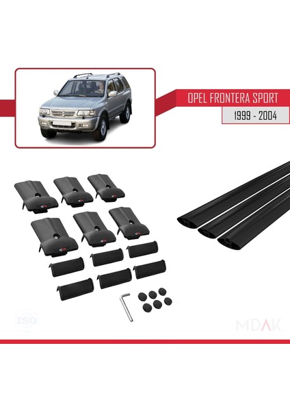 Opel Frontera Sport 2 1999-2004 Arası ile Uyumlu Fly Model Ara Atkı Tavan Barı Siyah 3 Adet indirimleri