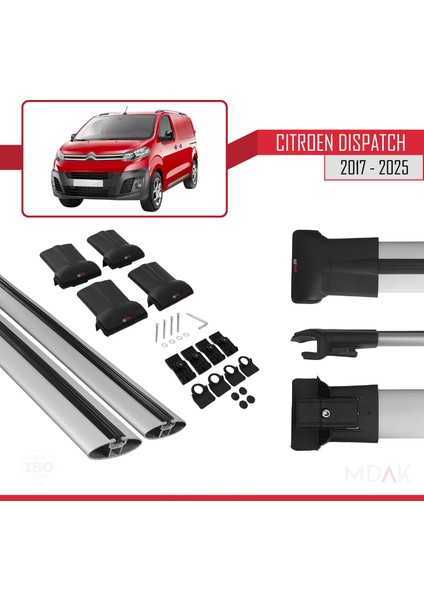 Citroen Dispatch (K0) 2017 ve Sonrası ile Uyumlu Fly Model Ara Atkı Tavan Barı Gri 2 Adet indirimleri