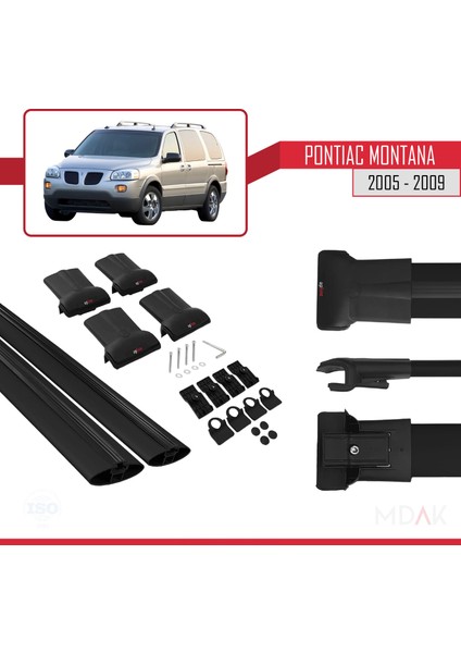 Pontiac Montana 2005-2009 Arası ile Uyumlu Fly Model Ara Atkı Tavan Barı Siyah 2 Adet indirimleri