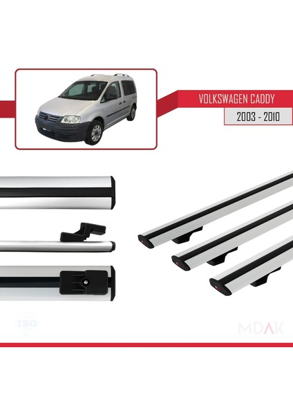 Volkswagen Caddy 3 (2k) 2003-2010 Arası ile Uyumlu Basıc Model Ara Atkı Tavan Barı Gri 3 Adet modelleri