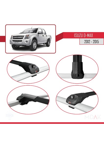 Isuzu D-Max 2 (RT50) Pre-Facelift 2012-2015 Arası ile Uyumlu Ace-1 Ara Atkı Tavan Barı Siyah 2 Adet fırsatları