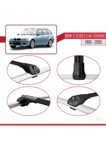 Bmw 3 Serisi (E46) Touring 1999-2005 Arası ile Uyumlu Ace-1 Ara Atkı Tavan Barı Siyah 3 Adet fırsatları