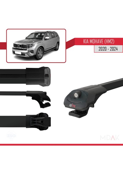 Kia Mohave 2 (Hm2) 2020-2024 Arası ile Uyumlu Ace-1 Ara Atkı Tavan Barı Siyah 2 Adet