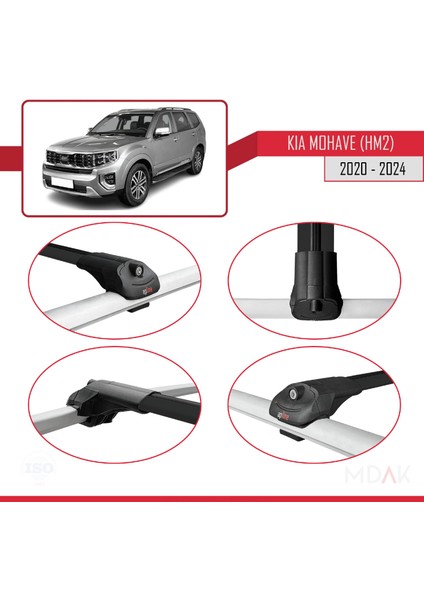 Kia Mohave 2 (Hm2) 2020-2024 Arası ile Uyumlu Ace-1 Ara Atkı Tavan Barı Siyah 2 Adet