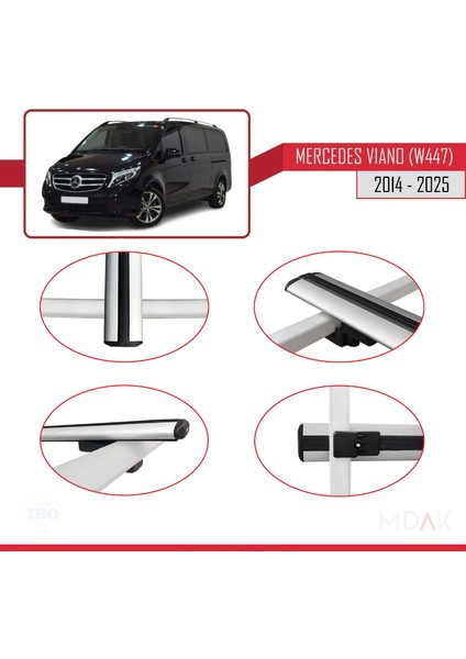 Mercedes Viano 3 (W447) 2014 ve Sonrası ile Uyumlu Basıc Model Ara Atkı Tavan Barı Gri 3 Adet fırsatları